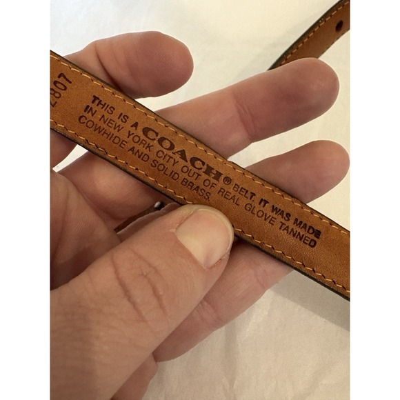 Vintage Coach Belt Womens M Brown Full Grain Leather Brass Buckle Retro 29"-33" - Picture 5 of 9